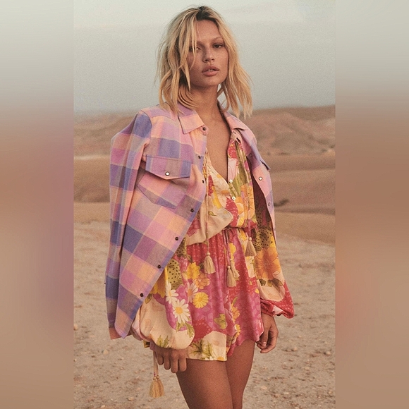 SPELL & THE GYPSY COLLECTIVE Wyatt Flannel Pastel Size Small - Picture 1 of 11